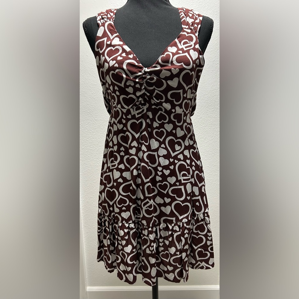 Stitch & Pine Heart Dress - Small - Chocolate & White - NWT